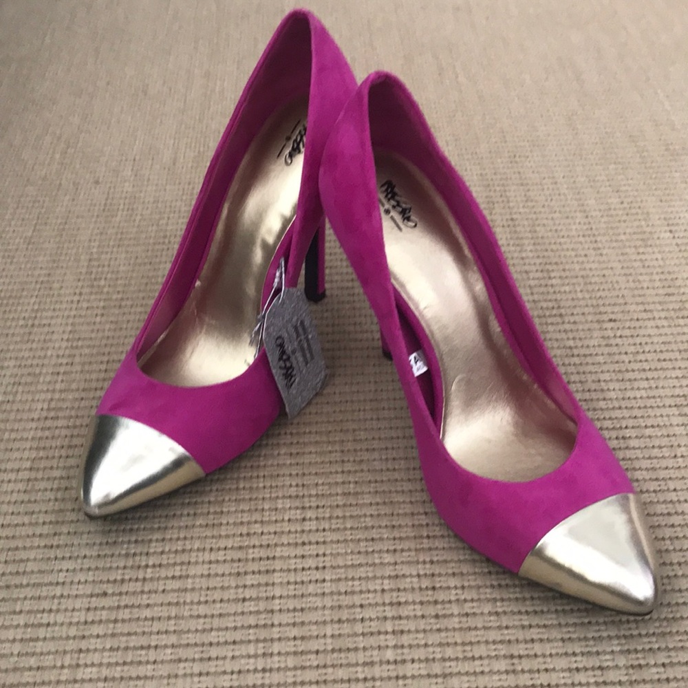 4 inch faux suede pink heels